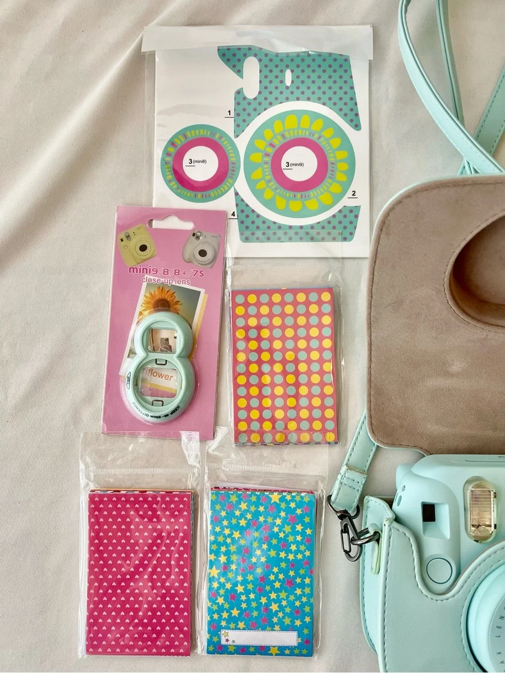 Fujifilm Instax Mini 9 Ice Blue Instant Camera Bundle Case Film Accessories
